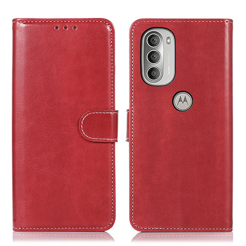 Funda de Cuero Cartera con Soporte Carcasa D10Y para Motorola Moto G51 5G Rojo