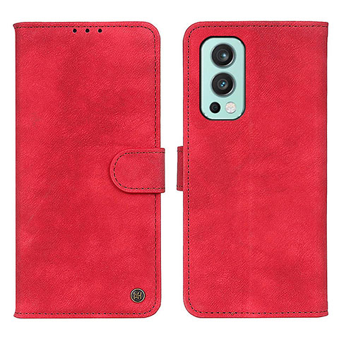 Funda de Cuero Cartera con Soporte Carcasa D10Y para OnePlus Nord 2 5G Rojo