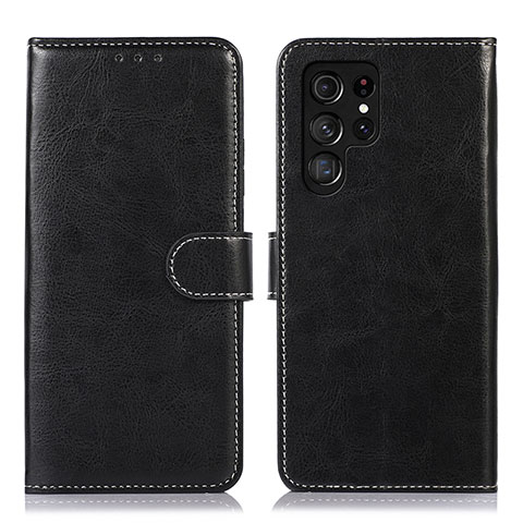 Funda de Cuero Cartera con Soporte Carcasa D10Y para Samsung Galaxy S22 Ultra 5G Negro