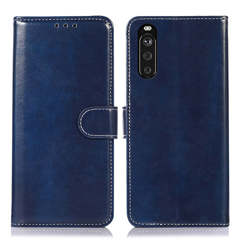 Funda de Cuero Cartera con Soporte Carcasa D10Y para Sony Xperia 10 III Lite Azul