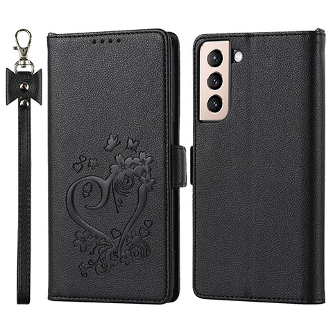 Funda de Cuero Cartera con Soporte Carcasa D11T para Samsung Galaxy S21 Plus 5G Negro