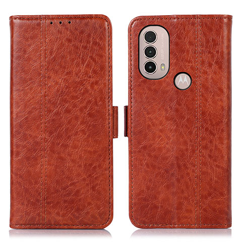 Funda de Cuero Cartera con Soporte Carcasa D11Y para Motorola Moto E20 Marron