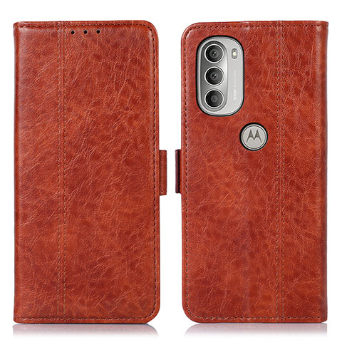 Funda de Cuero Cartera con Soporte Carcasa D11Y para Motorola Moto G51 5G Marron