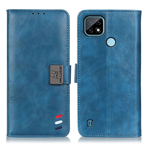 Funda de Cuero Cartera con Soporte Carcasa D11Y para Realme C21 Azul