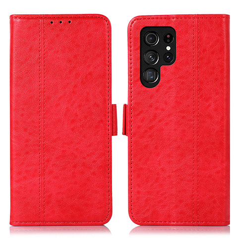 Funda de Cuero Cartera con Soporte Carcasa D11Y para Samsung Galaxy S23 Ultra 5G Rojo