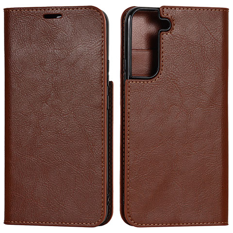 Funda de Cuero Cartera con Soporte Carcasa D13T para Samsung Galaxy S21 Plus 5G Marron Claro