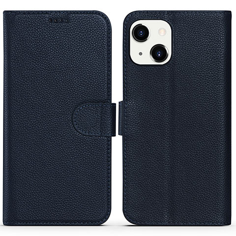 Funda de Cuero Cartera con Soporte Carcasa DL1 para Apple iPhone 13 Azul