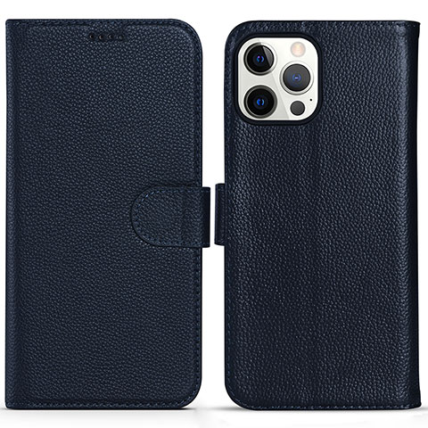 Funda de Cuero Cartera con Soporte Carcasa DL1 para Apple iPhone 13 Pro Azul