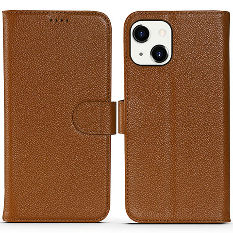 Funda de Cuero Cartera con Soporte Carcasa DL1 para Apple iPhone 14 Plus Marron Claro