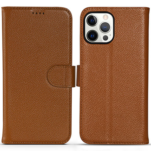 Funda de Cuero Cartera con Soporte Carcasa DL1 para Apple iPhone 14 Pro Marron Claro