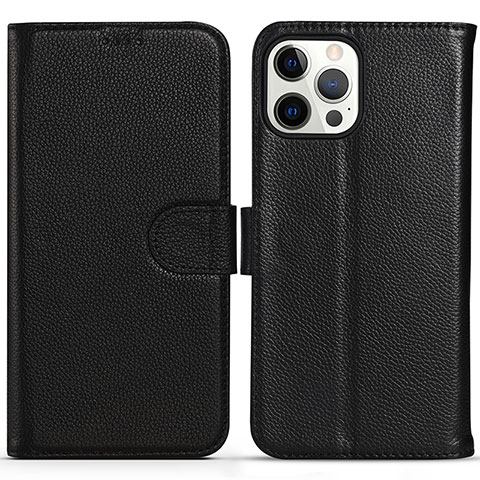 Funda de Cuero Cartera con Soporte Carcasa DL1 para Apple iPhone 16 Pro Max Negro