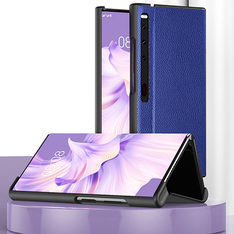 Funda de Cuero Cartera con Soporte Carcasa DL2 para Huawei Mate Xs 2 Azul