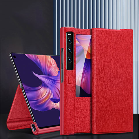 Funda de Cuero Cartera con Soporte Carcasa DL3 para Huawei Mate Xs 2 Rojo