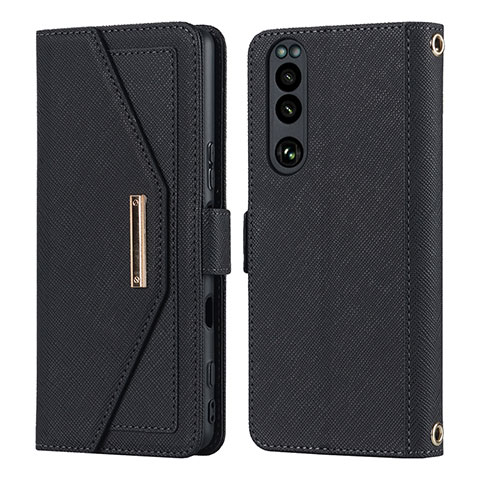 Funda de Cuero Cartera con Soporte Carcasa DT1 para Sony Xperia 5 III Negro