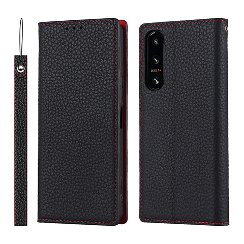 Funda de Cuero Cartera con Soporte Carcasa DT2 para Sony Xperia 5 IV Negro