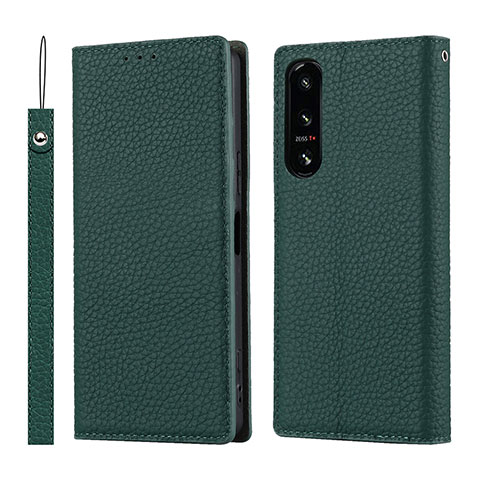 Funda de Cuero Cartera con Soporte Carcasa DT2 para Sony Xperia 5 IV Verde