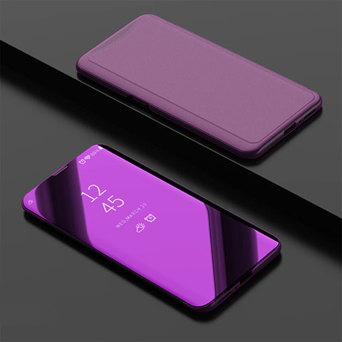 Funda de Cuero Cartera con Soporte Carcasa Espejo Carcasa para Oppo Find X Super Flash Edition Morado