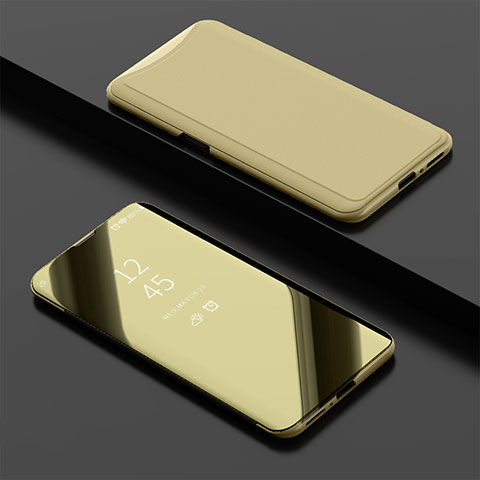 Funda de Cuero Cartera con Soporte Carcasa Espejo Carcasa para Oppo Find X Super Flash Edition Oro