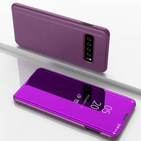 Funda de Cuero Cartera con Soporte Carcasa Espejo Carcasa para Samsung Galaxy S10 5G Morado