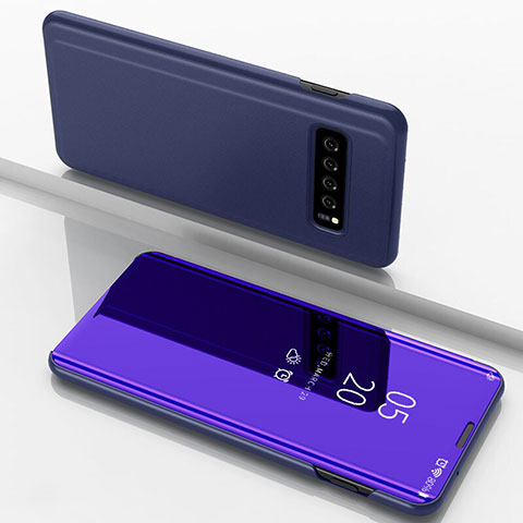 Funda de Cuero Cartera con Soporte Carcasa Espejo Carcasa para Samsung Galaxy S10 Azul