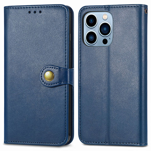 Funda de Cuero Cartera con Soporte Carcasa F01 para Apple iPhone 14 Pro Azul