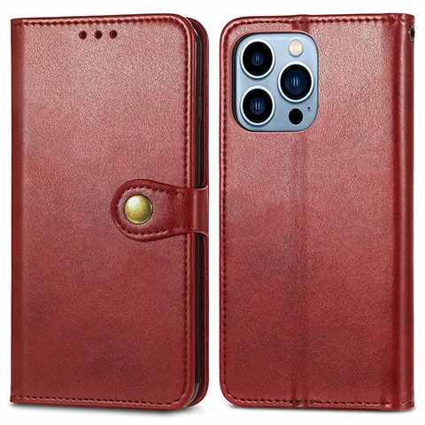 Funda de Cuero Cartera con Soporte Carcasa F01 para Apple iPhone 16 Pro Max Rojo