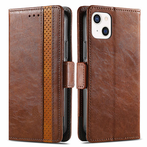 Funda de Cuero Cartera con Soporte Carcasa F03 para Apple iPhone 13 Mini Marron