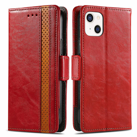 Funda de Cuero Cartera con Soporte Carcasa F03 para Apple iPhone 13 Mini Rojo