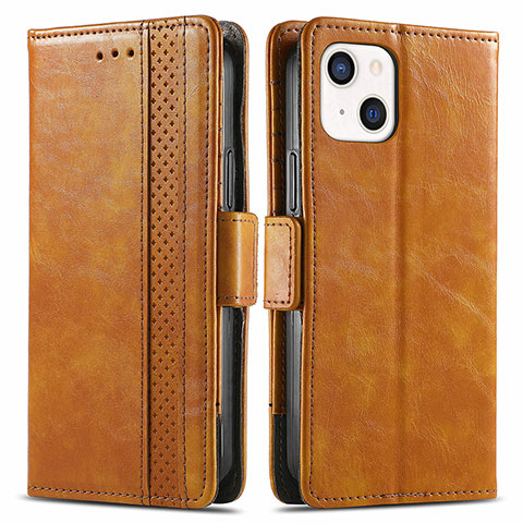 Funda de Cuero Cartera con Soporte Carcasa F03 para Apple iPhone 15 Plus Marron Claro