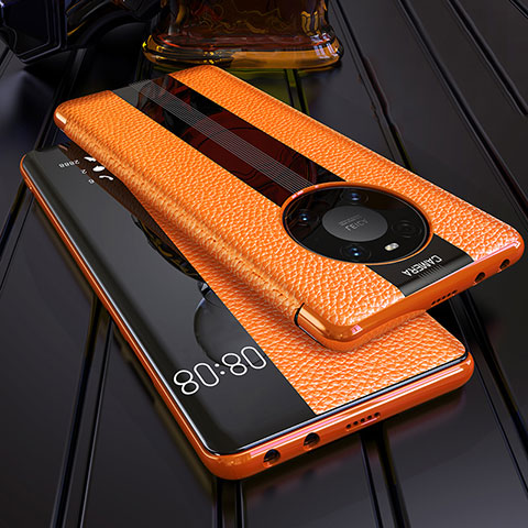 Funda de Cuero Cartera con Soporte Carcasa F05 para Huawei Mate 40 Pro Naranja