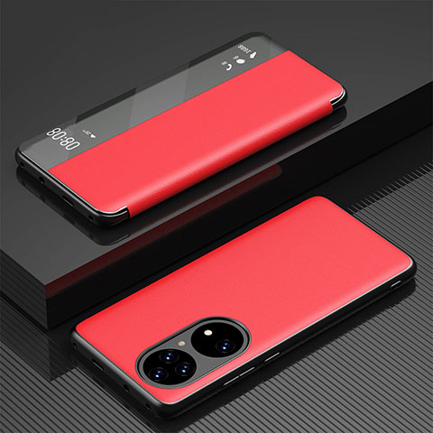 Funda de Cuero Cartera con Soporte Carcasa GS1 para Huawei P50e Rojo