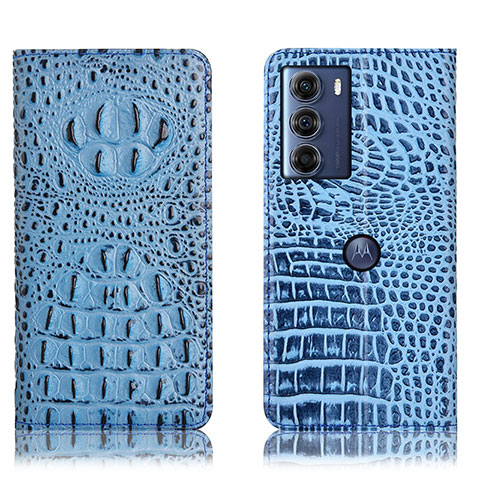 Funda de Cuero Cartera con Soporte Carcasa H01P para Motorola Moto Edge S30 5G Azul Cielo