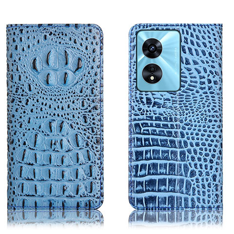 Funda de Cuero Cartera con Soporte Carcasa H01P para Oppo A1 Pro 5G Azul Cielo