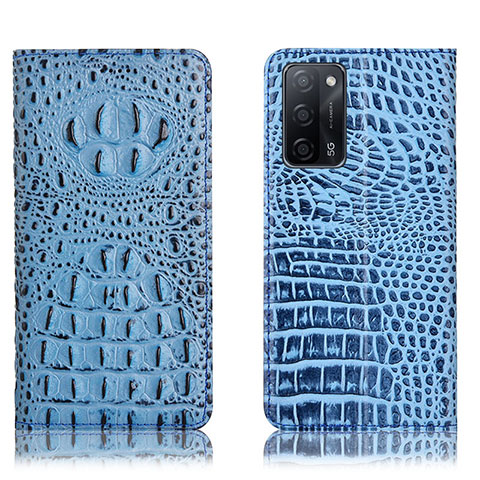 Funda de Cuero Cartera con Soporte Carcasa H01P para Oppo A53s 5G Azul Cielo