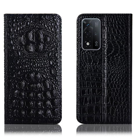 Funda de Cuero Cartera con Soporte Carcasa H01P para Oppo A93s 5G Negro