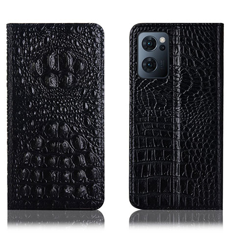 Funda de Cuero Cartera con Soporte Carcasa H01P para Oppo Find X5 Lite 5G Negro