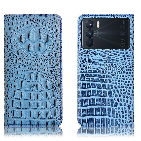 Funda de Cuero Cartera con Soporte Carcasa H01P para Oppo K9 Pro 5G Azul Cielo