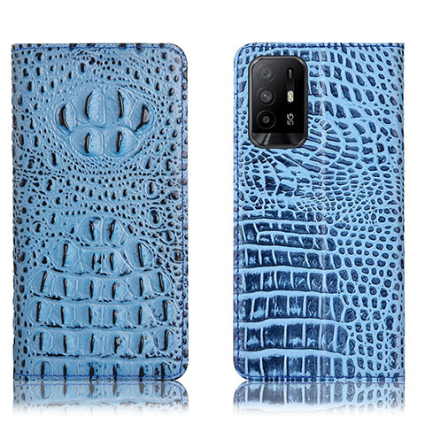 Funda de Cuero Cartera con Soporte Carcasa H01P para Oppo Reno5 Z 5G Azul Cielo