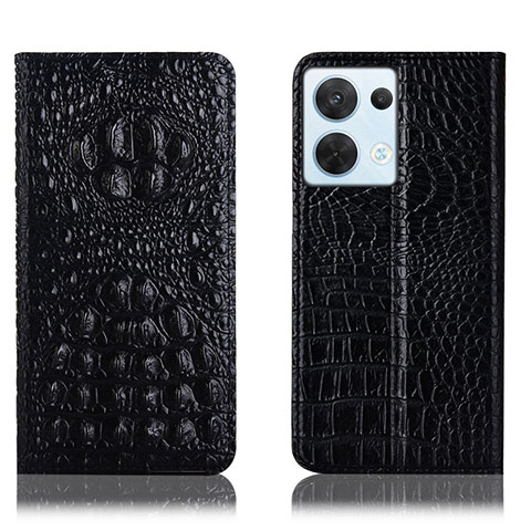 Funda de Cuero Cartera con Soporte Carcasa H01P para Oppo Reno9 5G Negro