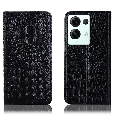 Funda de Cuero Cartera con Soporte Carcasa H01P para Oppo Reno9 Pro+ Plus 5G Negro