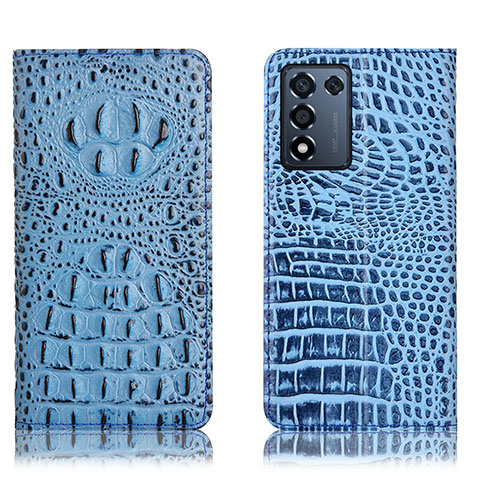 Funda de Cuero Cartera con Soporte Carcasa H01P para Realme Q3s 5G Azul Cielo