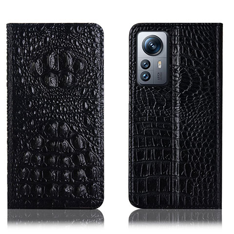 Funda de Cuero Cartera con Soporte Carcasa H01P para Xiaomi Mi 12 Pro 5G Negro