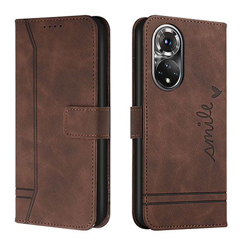 Funda de Cuero Cartera con Soporte Carcasa H01X para Huawei Honor 50 Pro 5G Marron