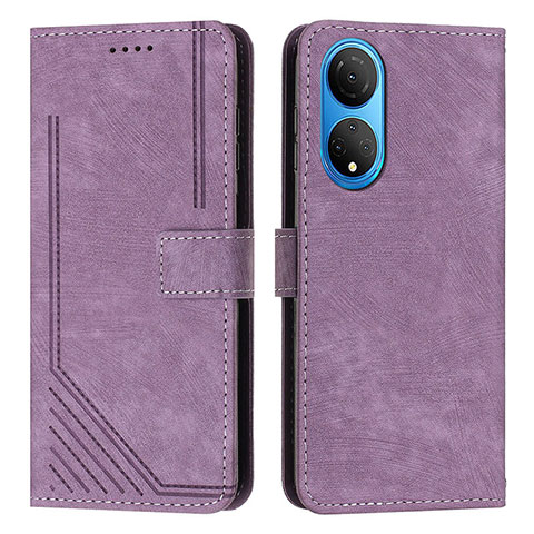 Funda de Cuero Cartera con Soporte Carcasa H01X para Huawei Honor X7 Morado