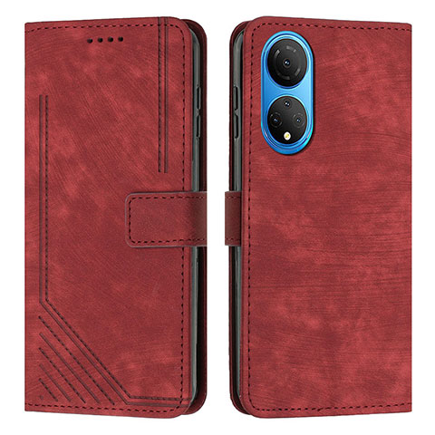 Funda de Cuero Cartera con Soporte Carcasa H01X para Huawei Honor X7 Rojo