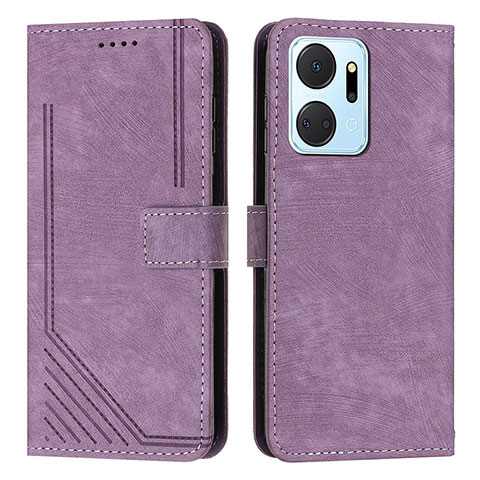 Funda de Cuero Cartera con Soporte Carcasa H01X para Huawei Honor X7a Morado