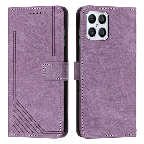 Funda de Cuero Cartera con Soporte Carcasa H01X para Huawei Honor X8 4G Morado