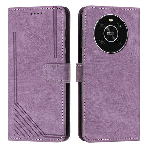 Funda de Cuero Cartera con Soporte Carcasa H01X para Huawei Honor X9 4G Morado