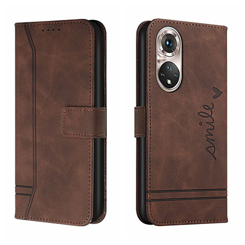 Funda de Cuero Cartera con Soporte Carcasa H01X para Huawei P50 Pro Marron