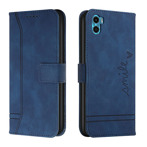 Funda de Cuero Cartera con Soporte Carcasa H01X para Motorola Moto E32 India Azul